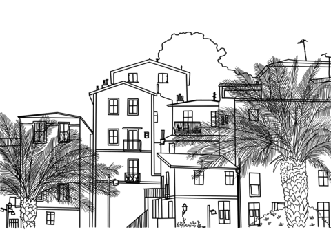 City Buildings Coloring Page